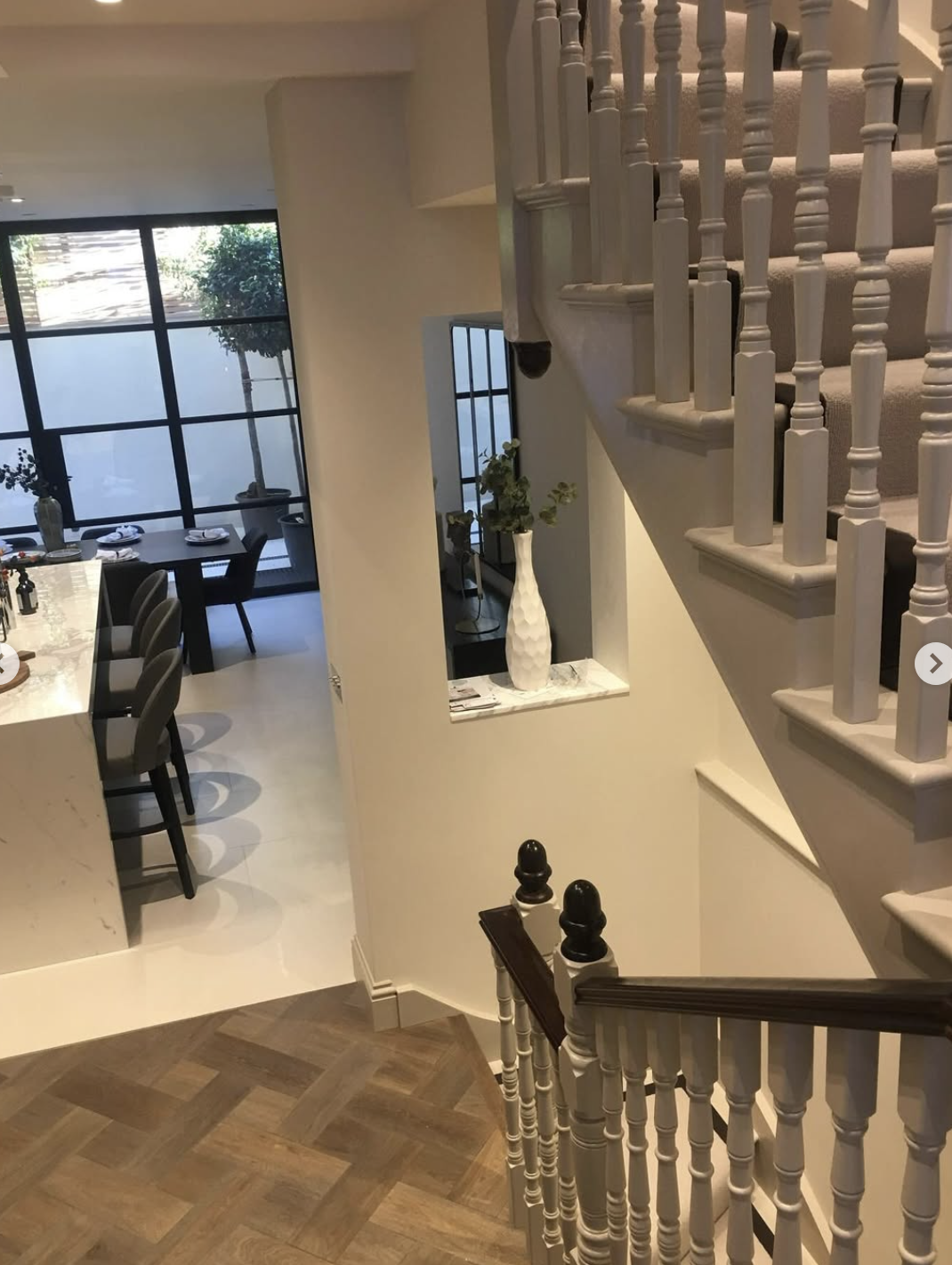 Renovated hallway and balustrade in a London home