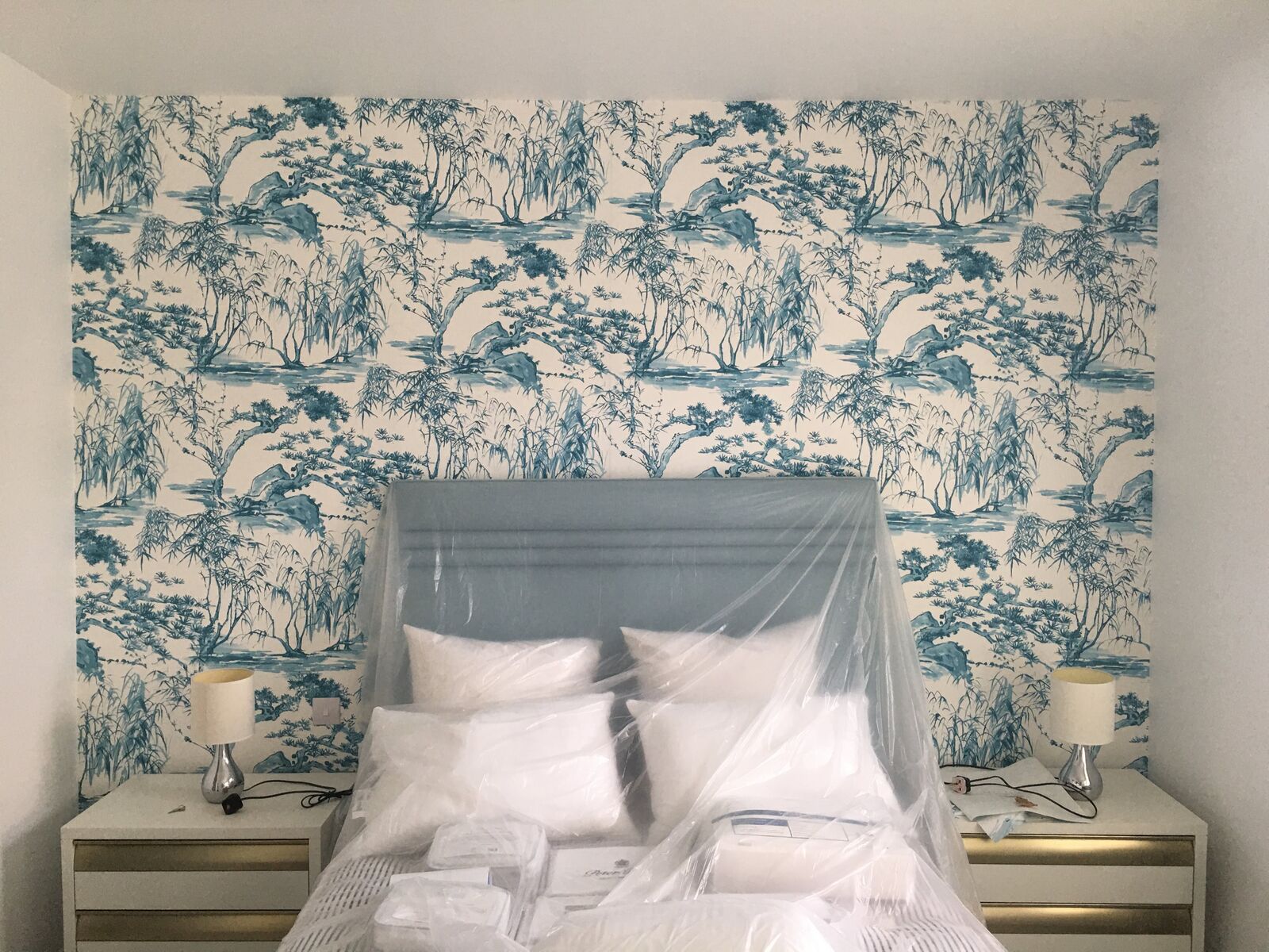 Wallpaper hanging project completed by A1 Decorating in London