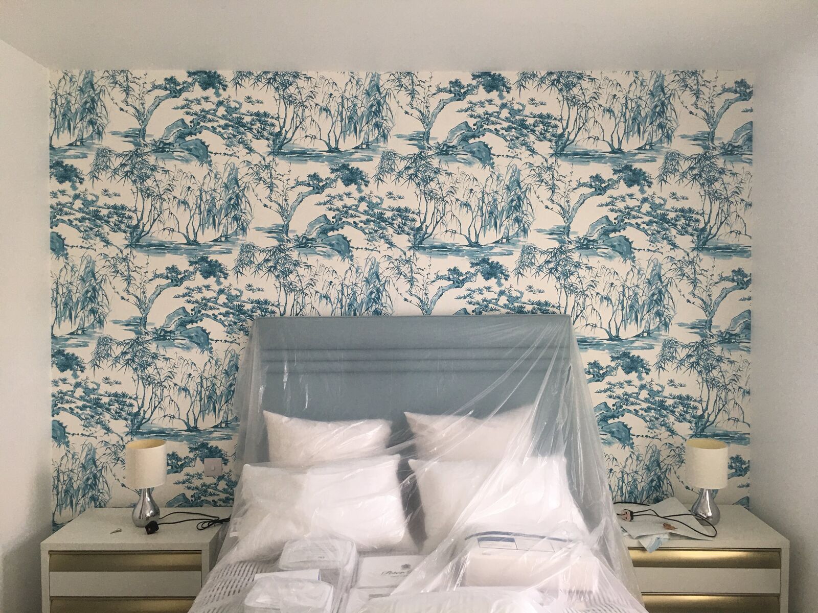 Wallpaper hanging project completed by A1 Decorating in London